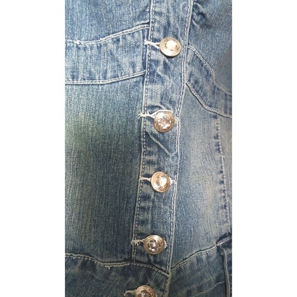 Americana Blues Denim Halter Overalls Shorts Size 20 Jean Romper Jumpsuit New - Picture 7 of 8